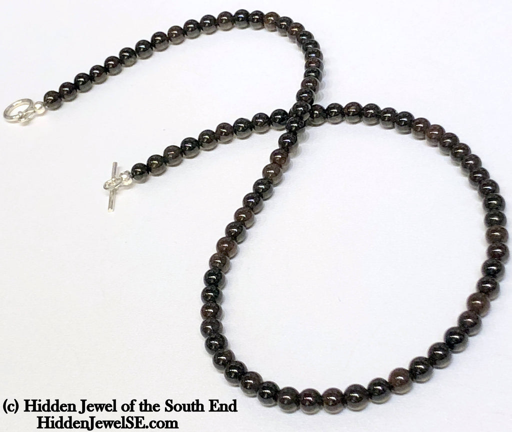 Garnet gemstone necklace w/ sterling toggle clasp 19" long