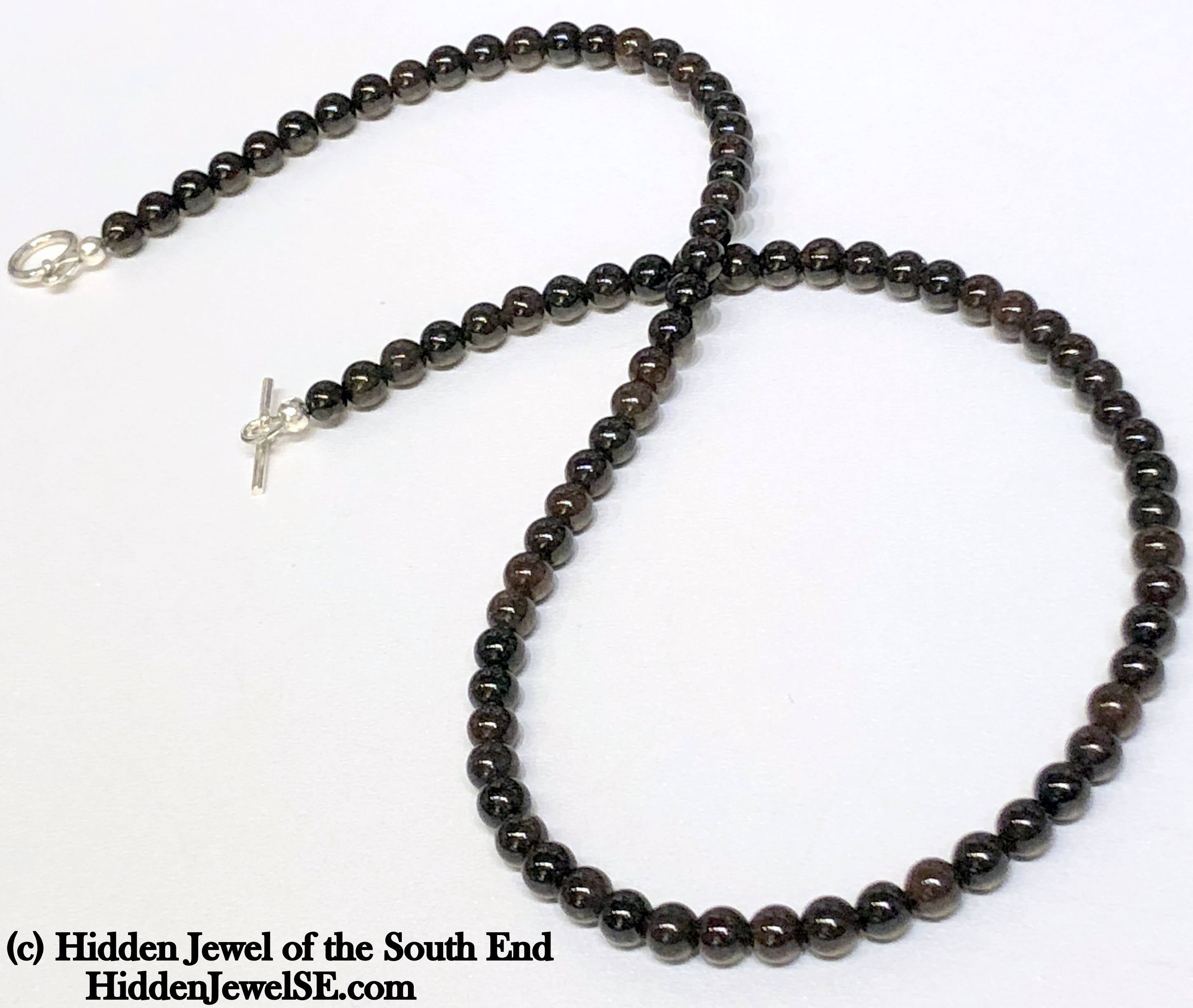 Garnet gemstone necklace w/ sterling toggle clasp 19" long