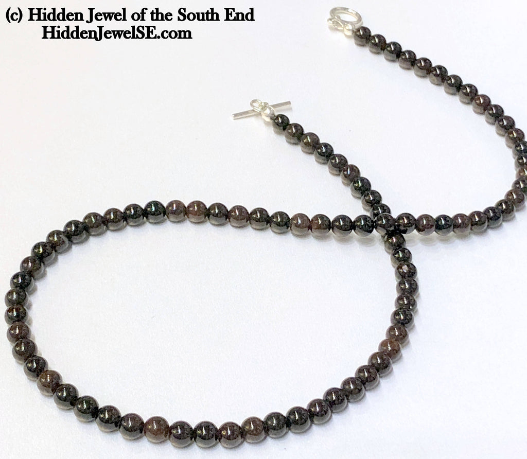 Garnet gemstone necklace w/ sterling toggle clasp 19" long