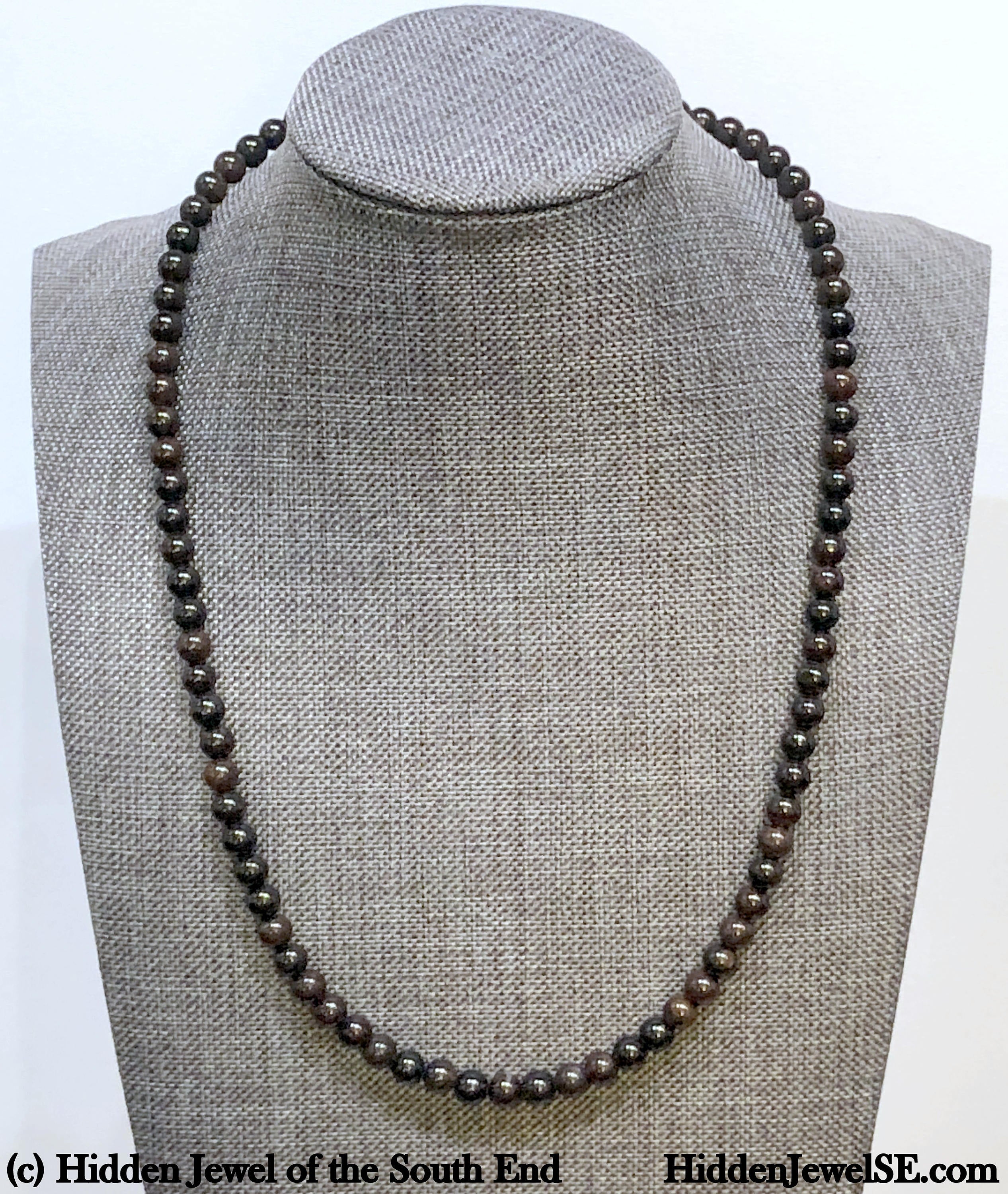 Garnet gemstone necklace w/ sterling toggle clasp 19" long