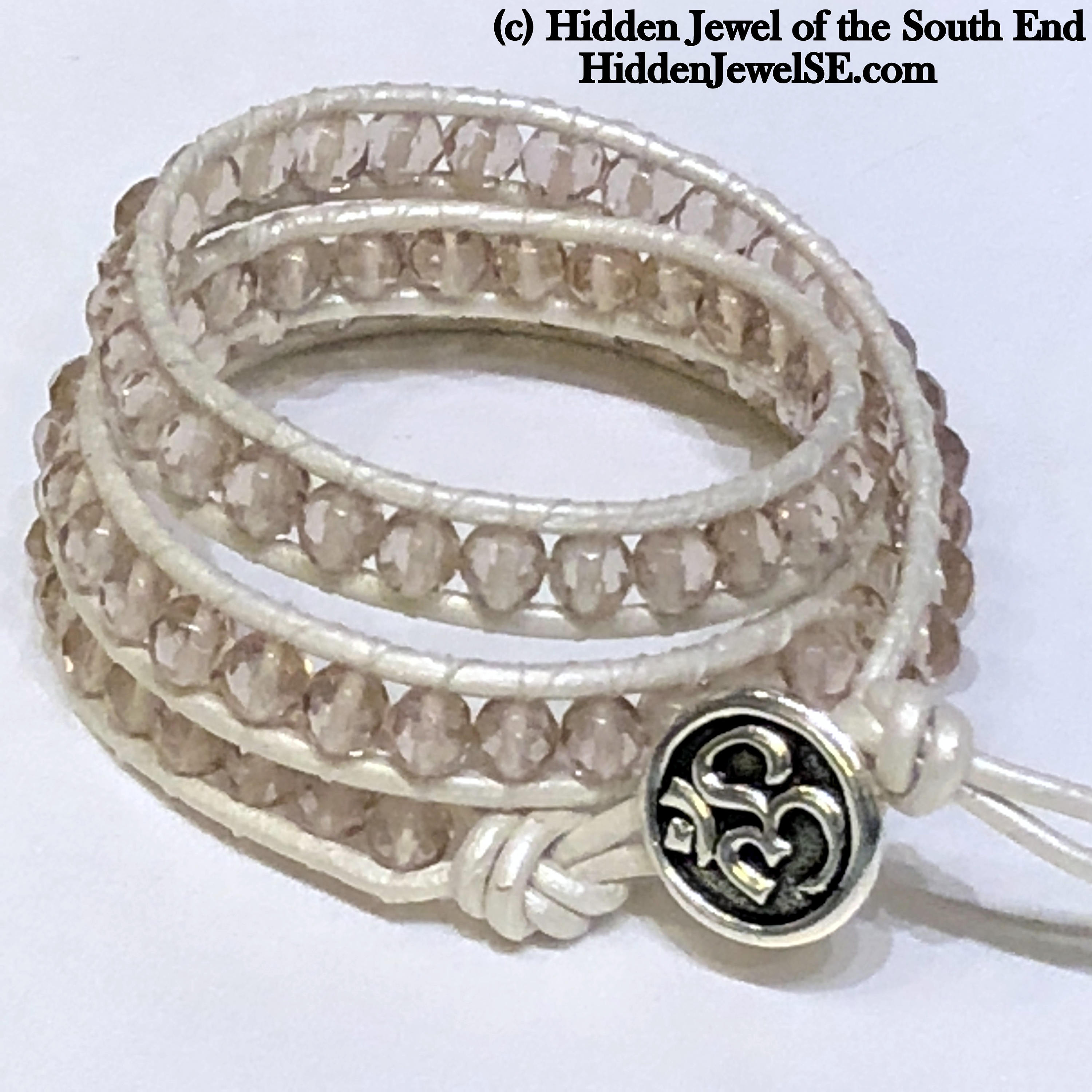 Cape Amethyst Leather Wrap Bracelet, faceted Gemstone Bracelet