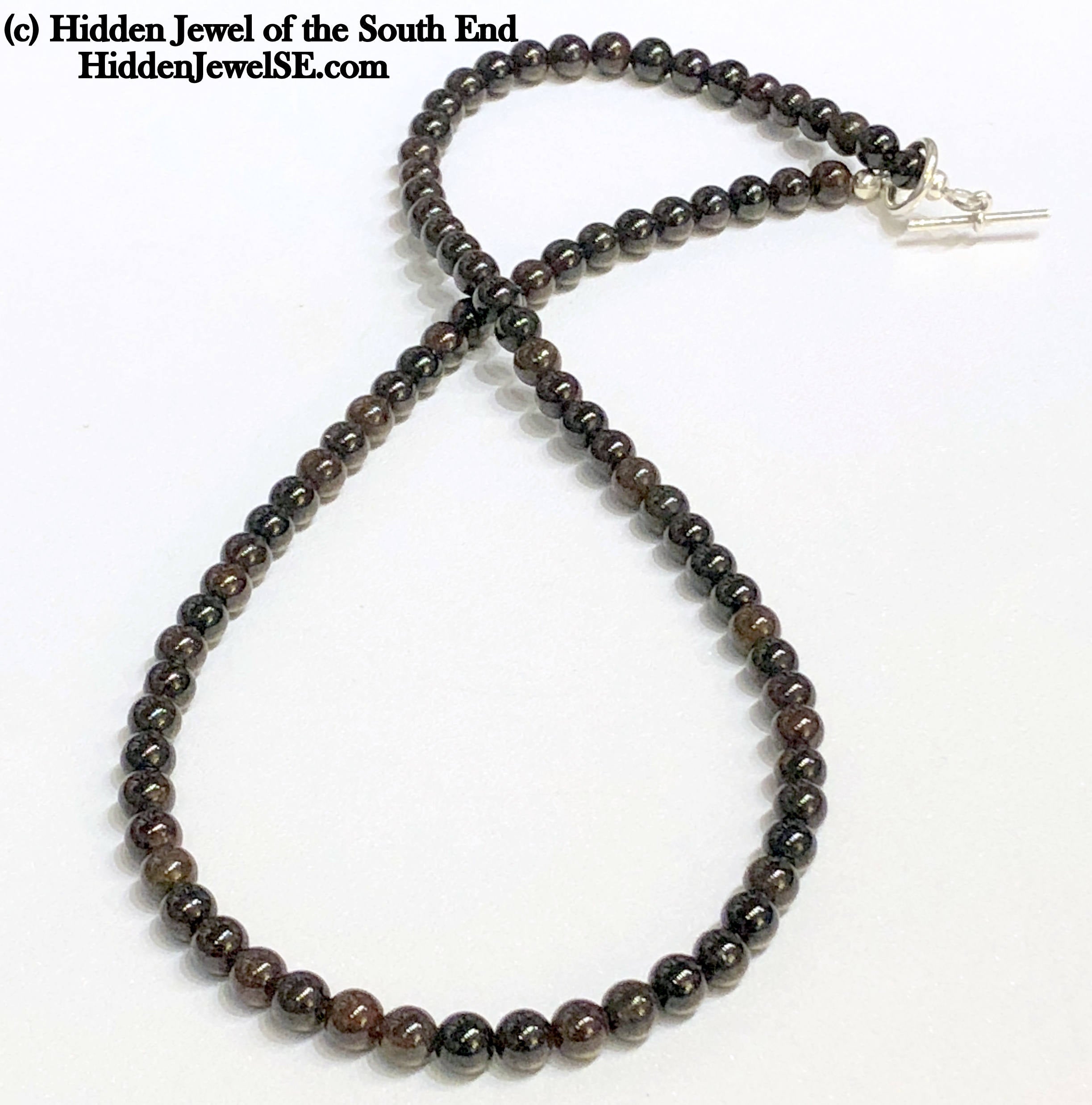 Garnet gemstone necklace w/ sterling toggle clasp 19" long