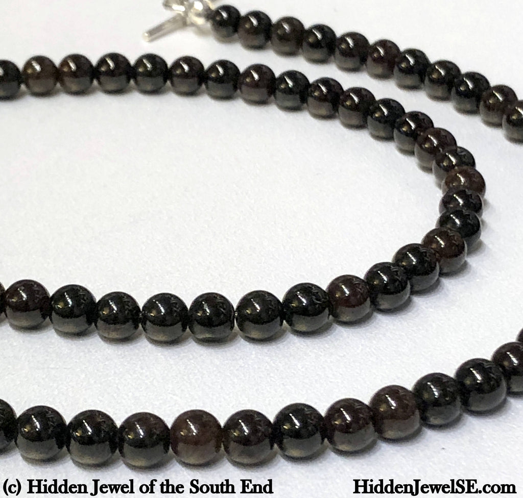 Garnet gemstone necklace w/ sterling toggle clasp 19" long