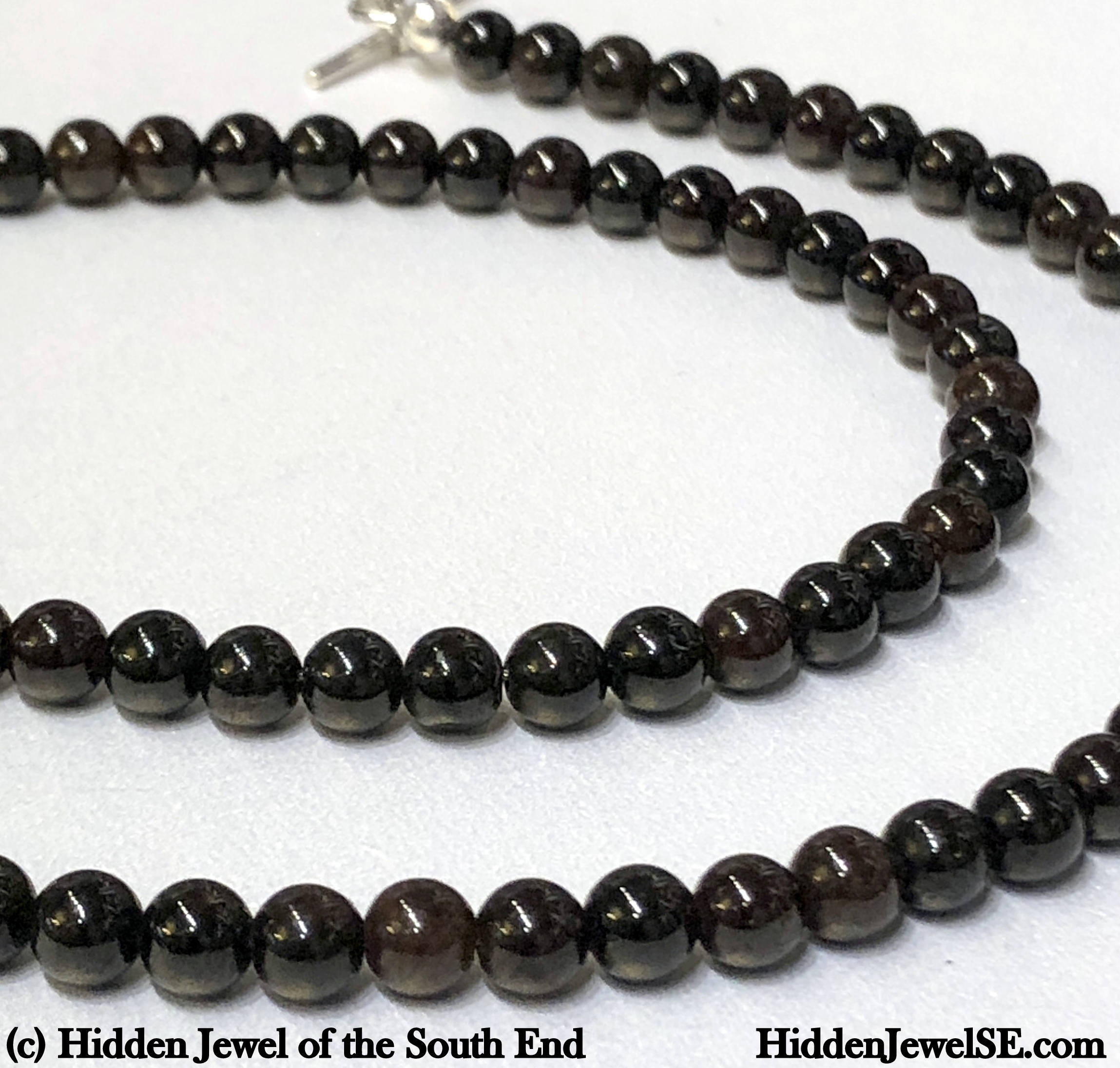 Garnet gemstone necklace w/ sterling toggle clasp 19" long
