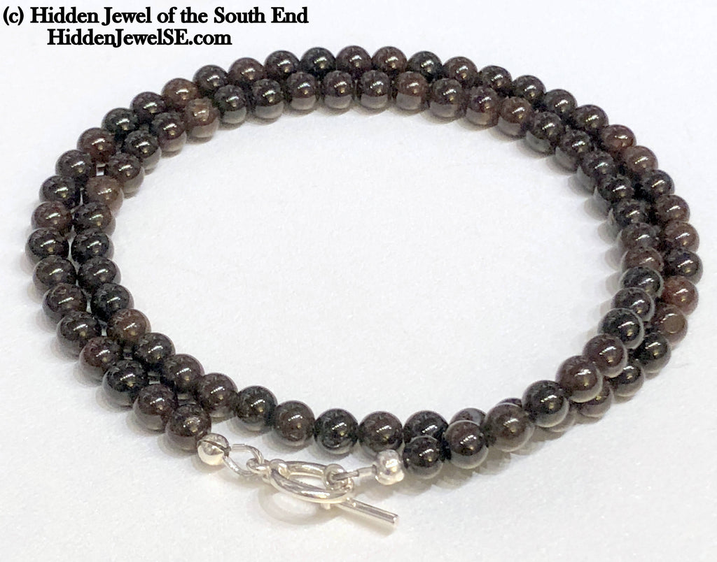 Garnet gemstone necklace w/ sterling toggle clasp 19" long