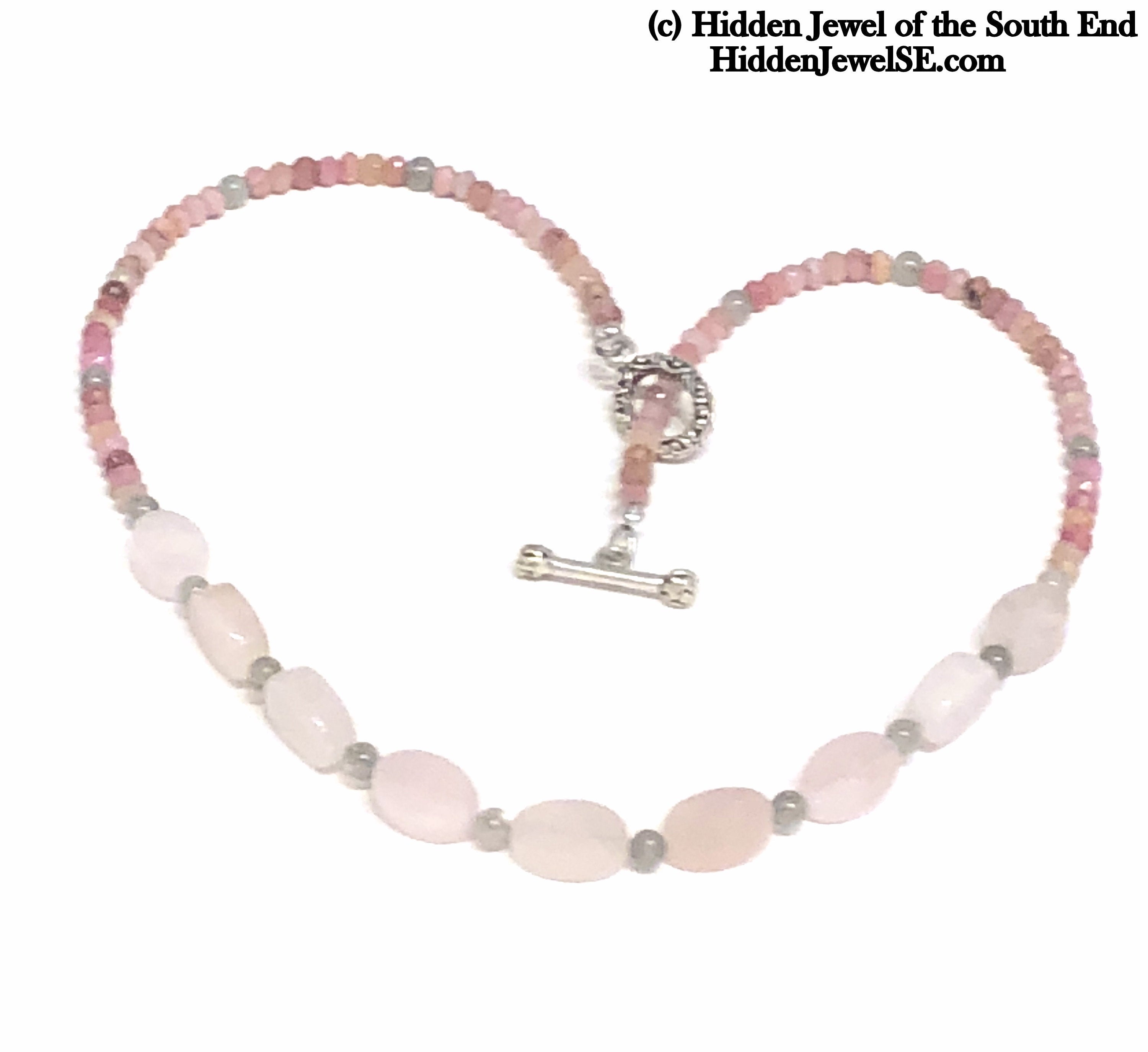 Rhodochrosite, Morganite & Labradorite gemstone necklace