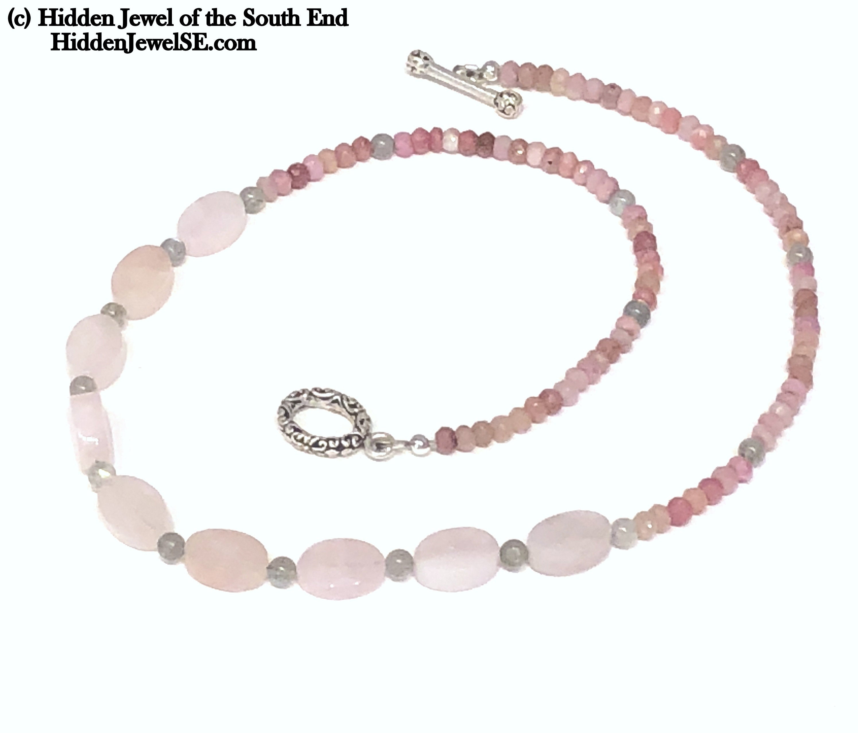 Rhodochrosite, Morganite & Labradorite gemstone necklace