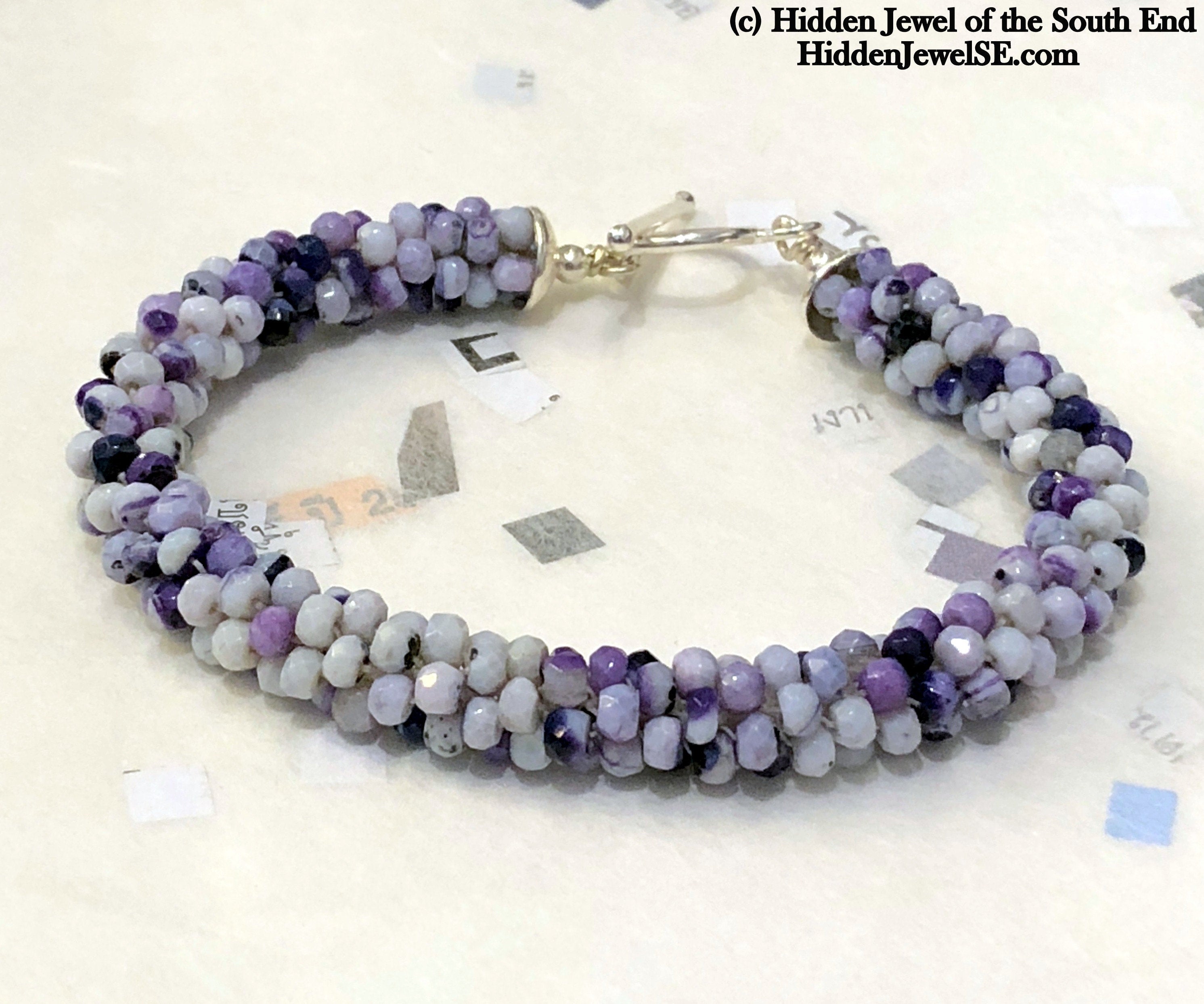 Tiffany Stone Crocheted purple bracelet, purple crochet
