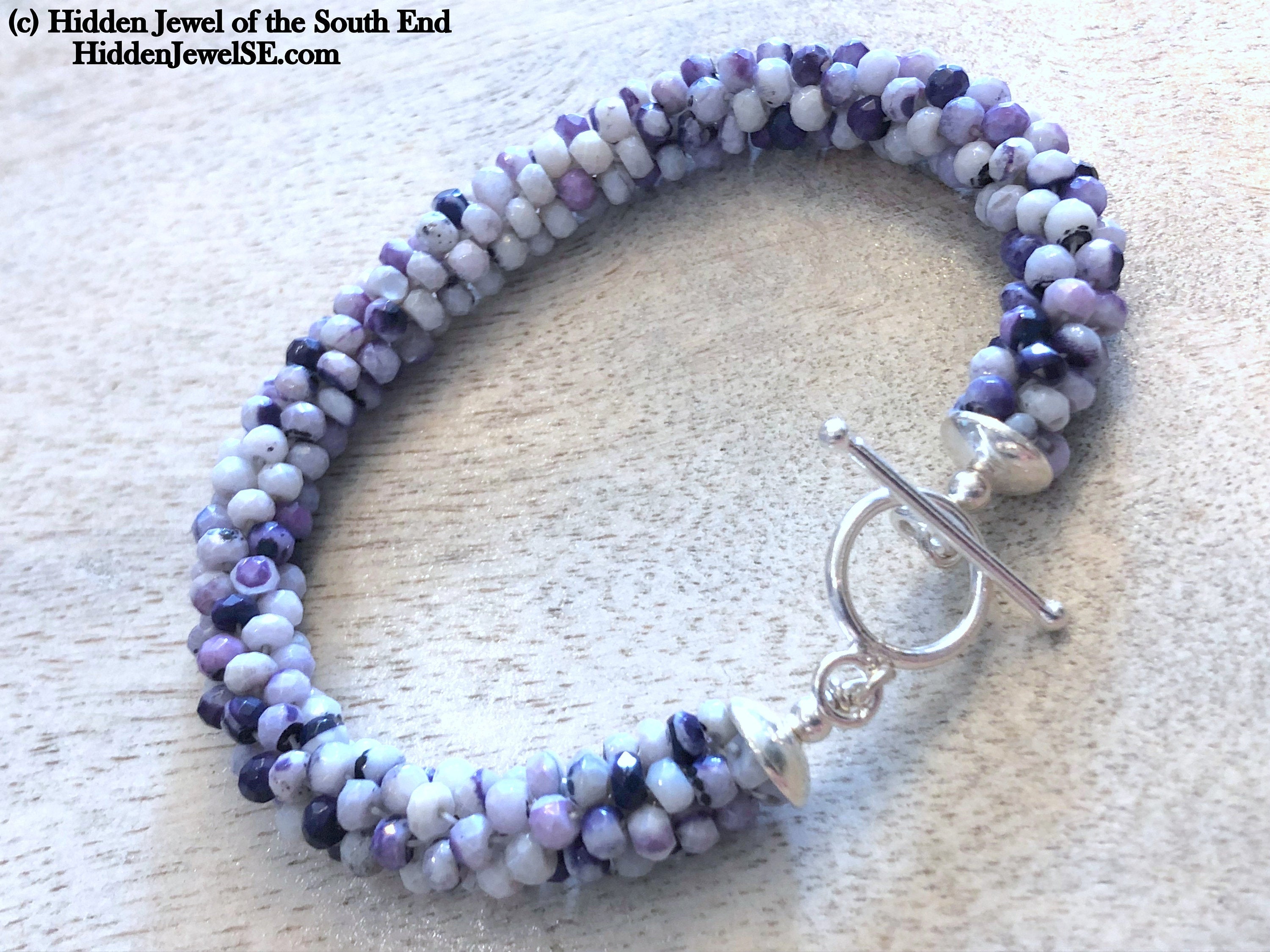 Tiffany Stone Crocheted purple bracelet, purple crochet
