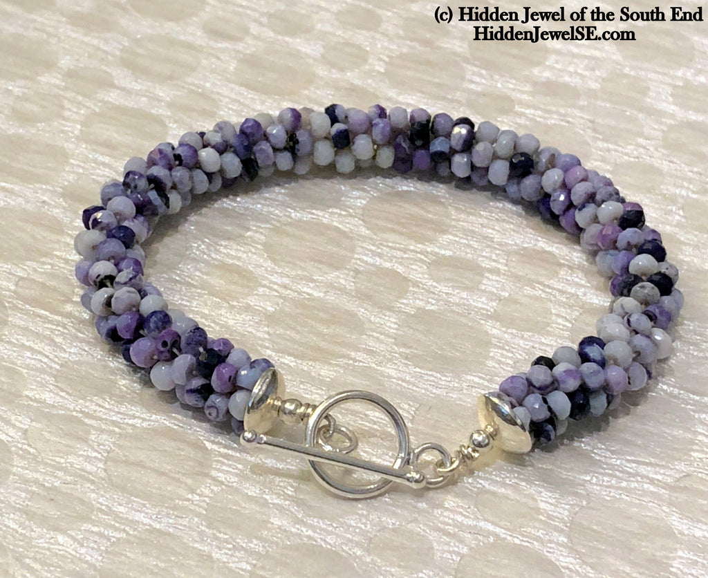 Tiffany Stone Crocheted purple bracelet, purple crochet