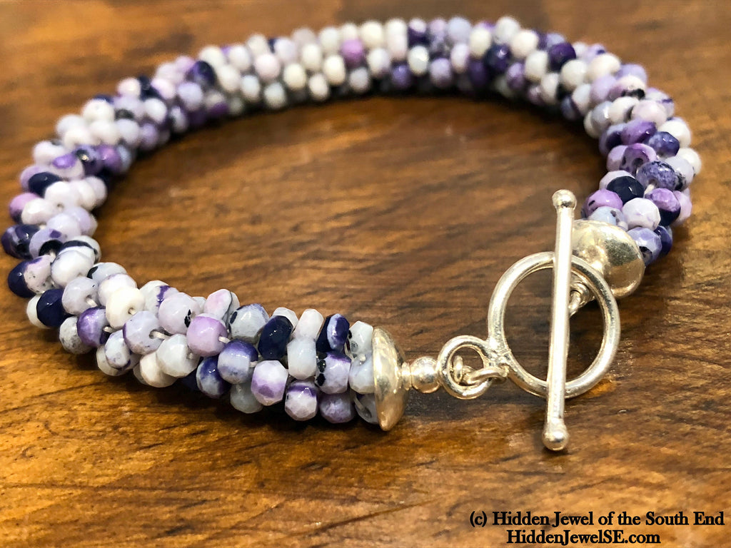 Tiffany Stone Crocheted purple bracelet, purple crochet
