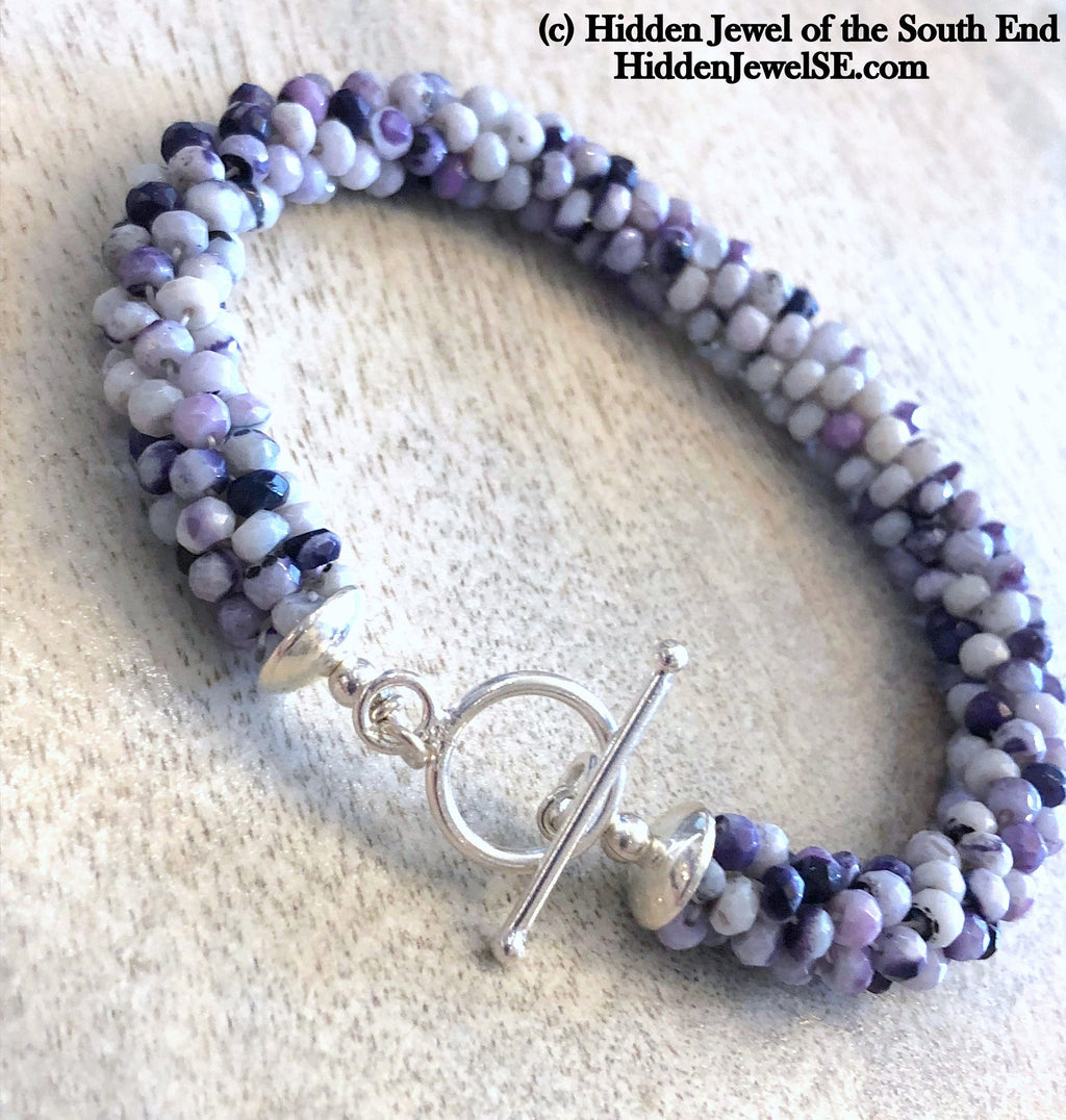 Tiffany Stone Crocheted purple bracelet, purple crochet