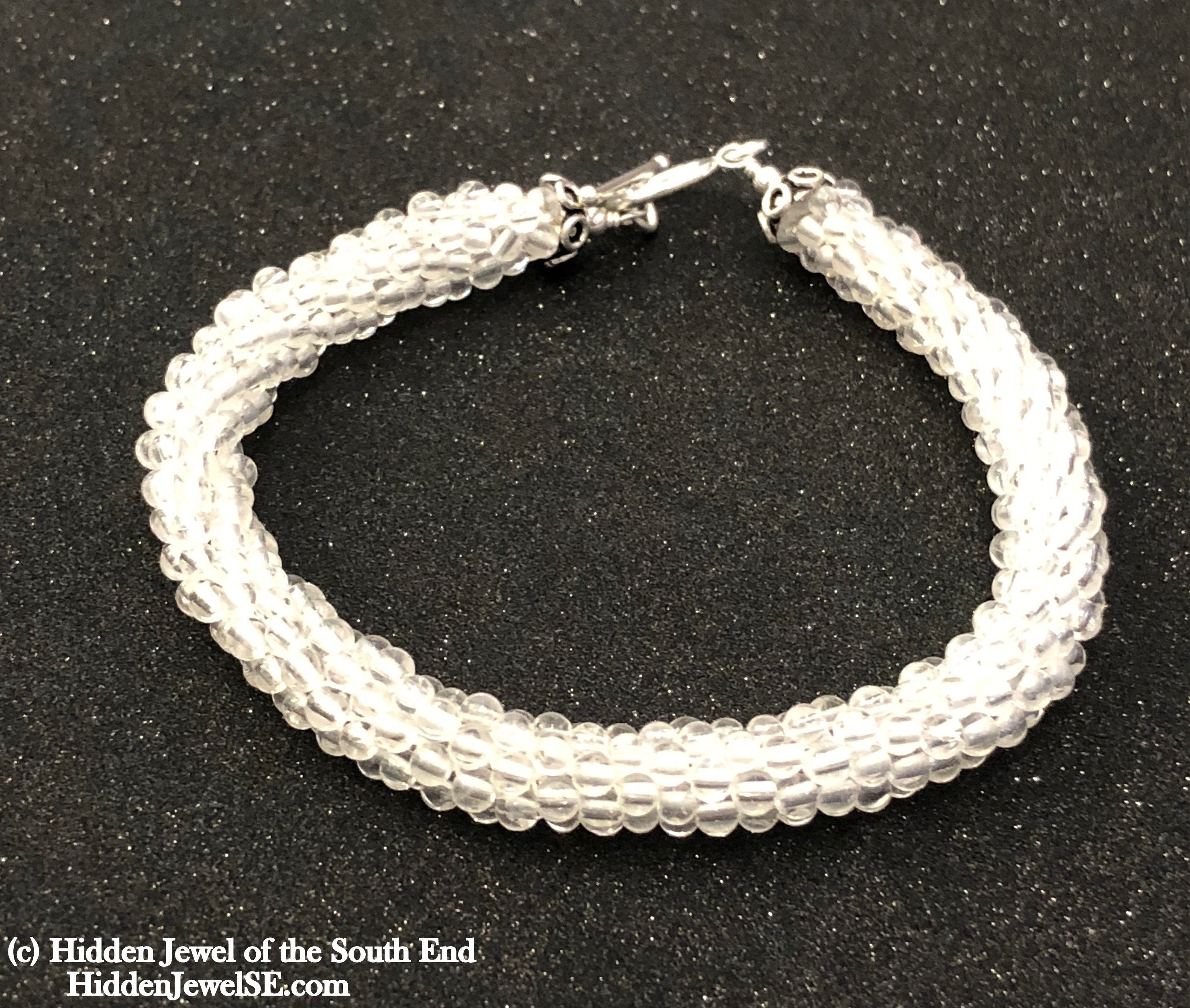 Clear Quartz gemstone crocheted bracelet, Jewelry
