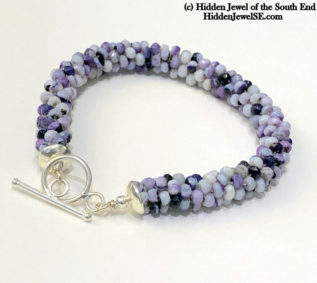Tiffany Stone Crocheted purple bracelet, purple crochet