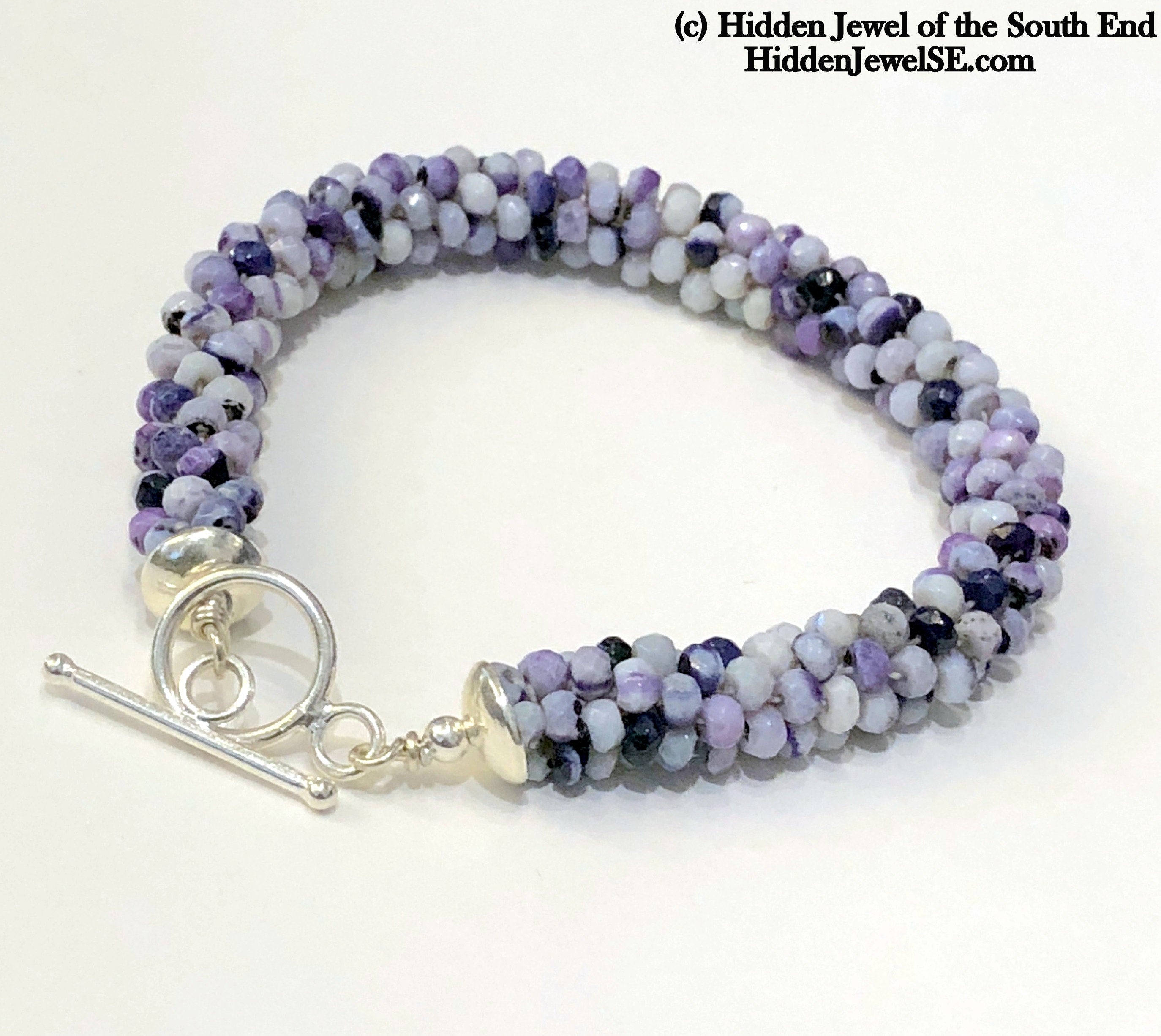 Tiffany Stone Crocheted purple bracelet, purple crochet
