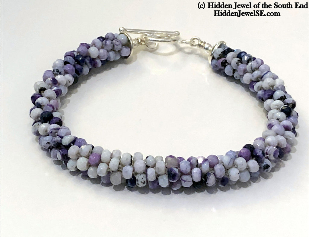 Tiffany Stone Crocheted purple bracelet, purple crochet