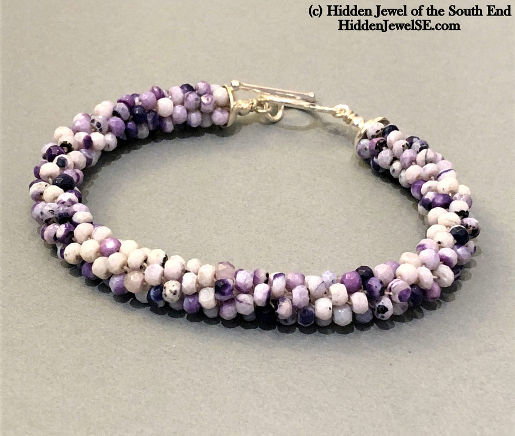 Tiffany Stone Crocheted purple bracelet, purple crochet