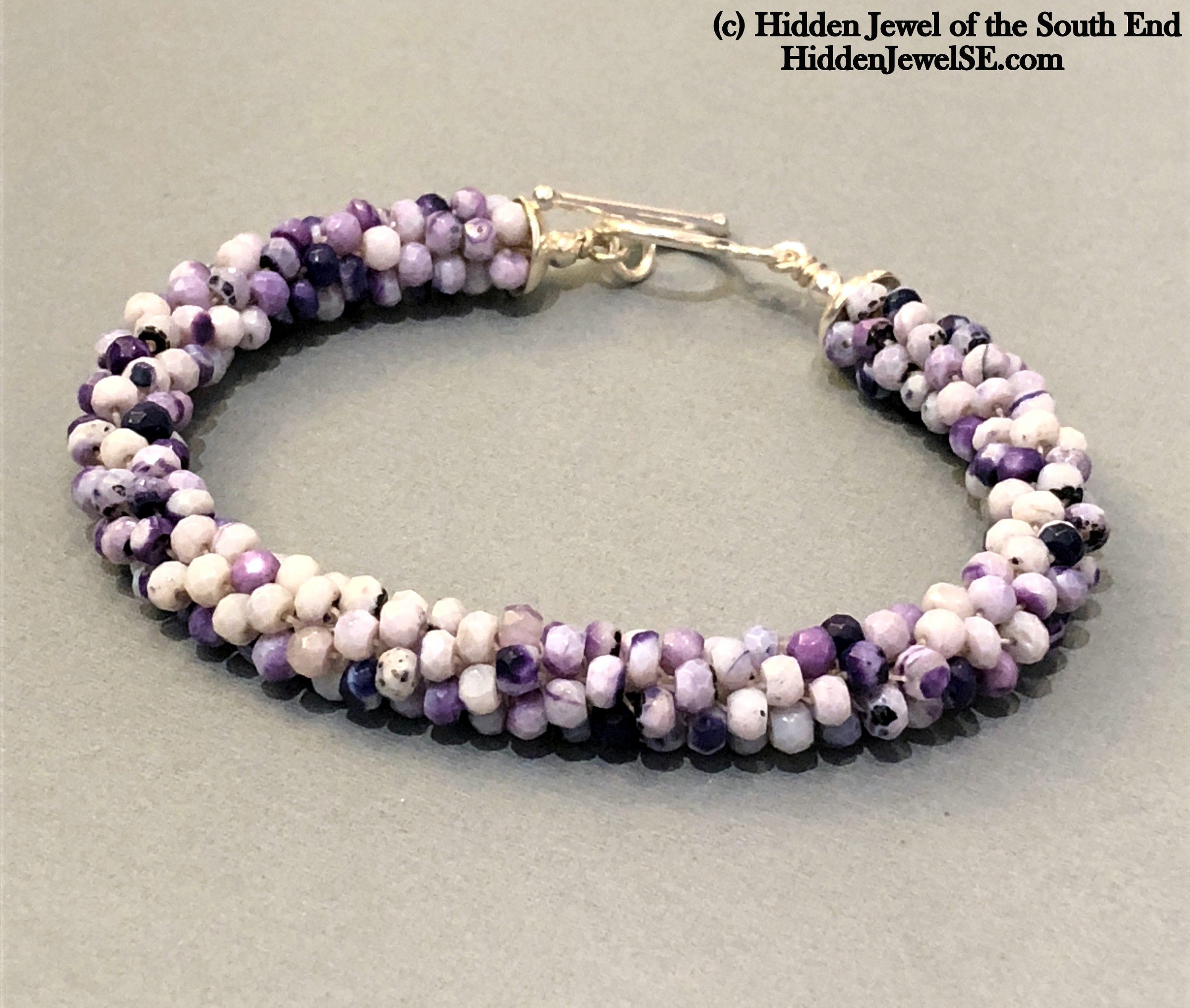 Tiffany Stone Crocheted purple bracelet, purple crochet
