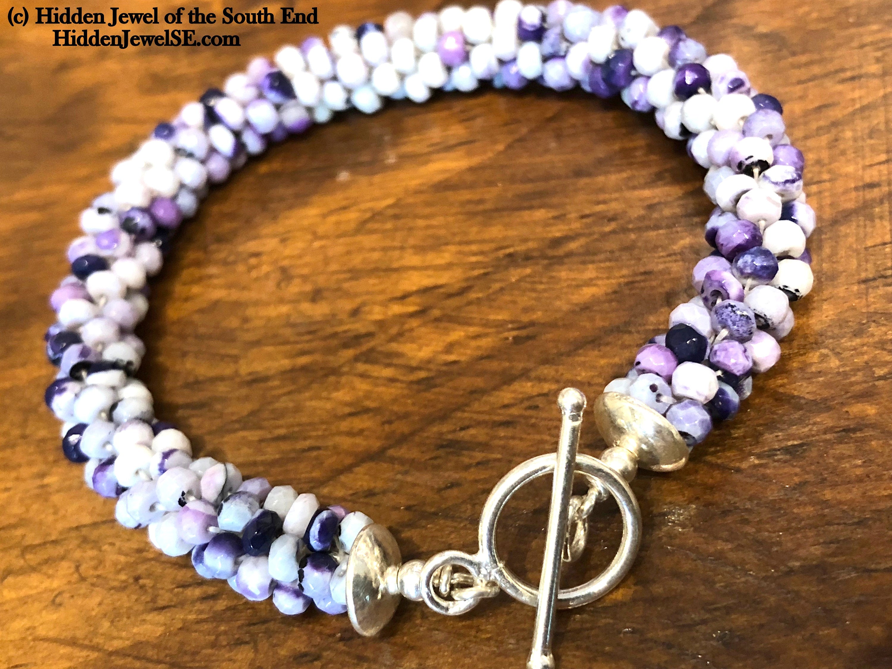 Tiffany Stone Crocheted purple bracelet, purple crochet