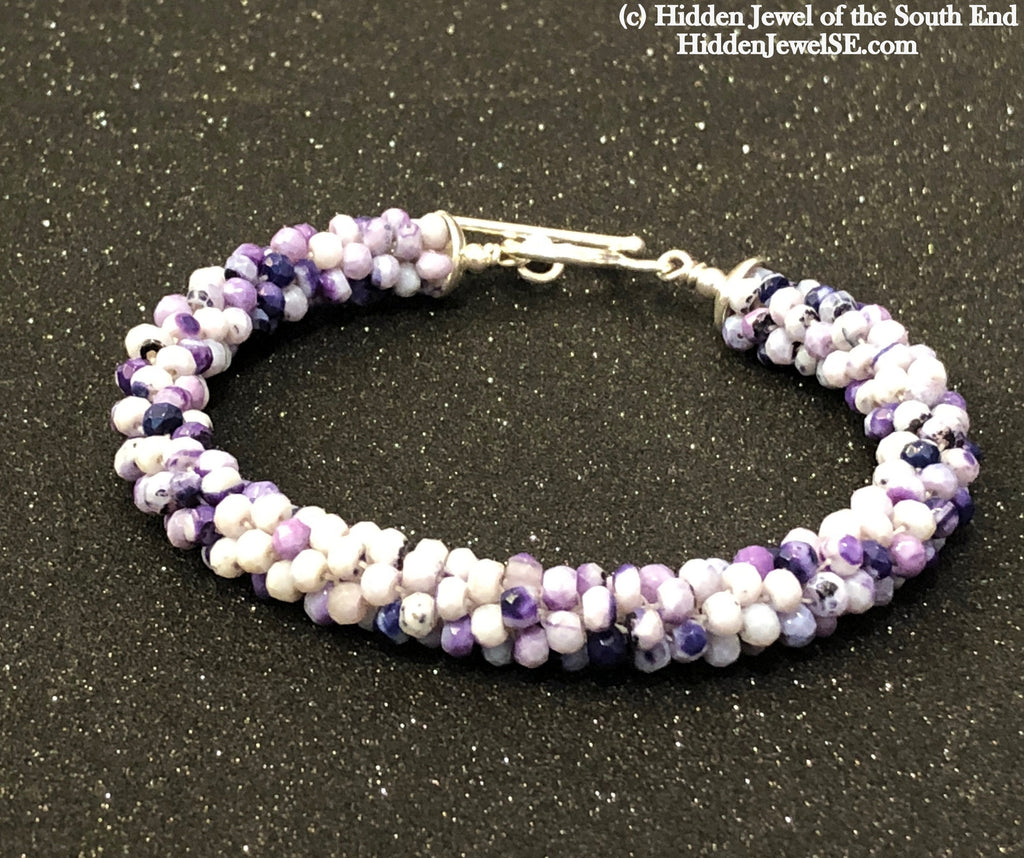 Tiffany Stone Crocheted purple bracelet, purple crochet