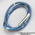 Unisex blue denim wrapped Leather round bangle size 7