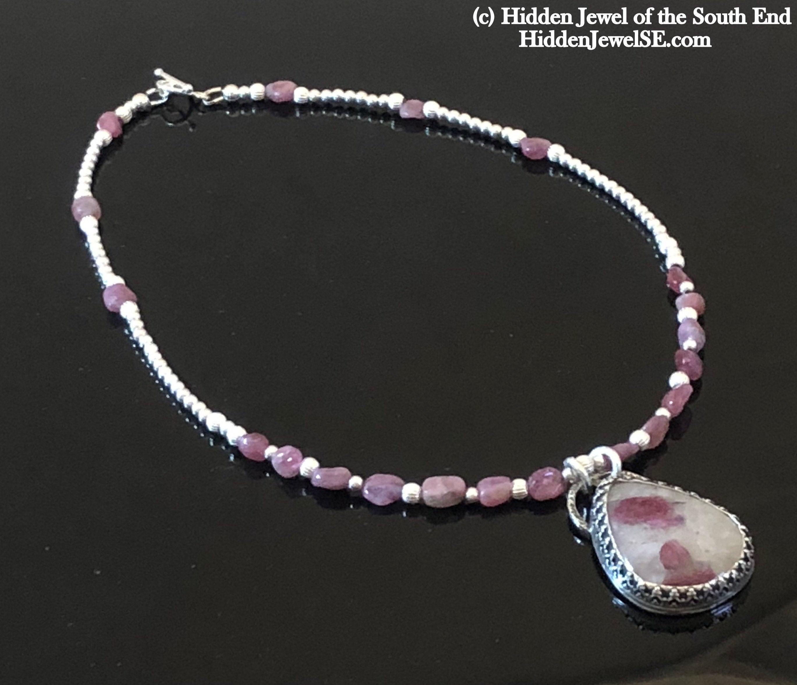 Namibian tourmaline in white quartz pendant neclace with Sterling Silver setting