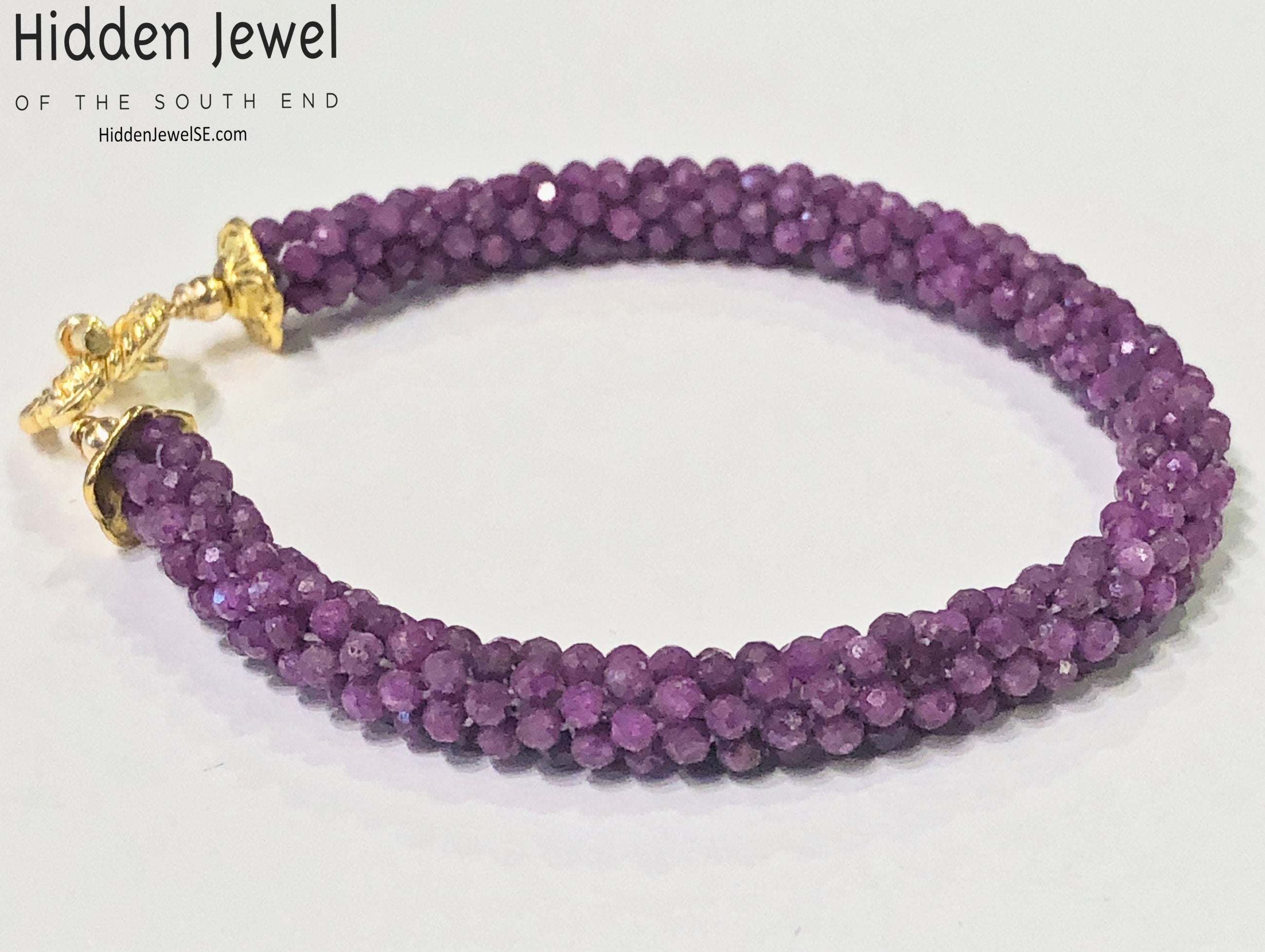 Ruby Gemstone Crocheted Bracelet, jewelry