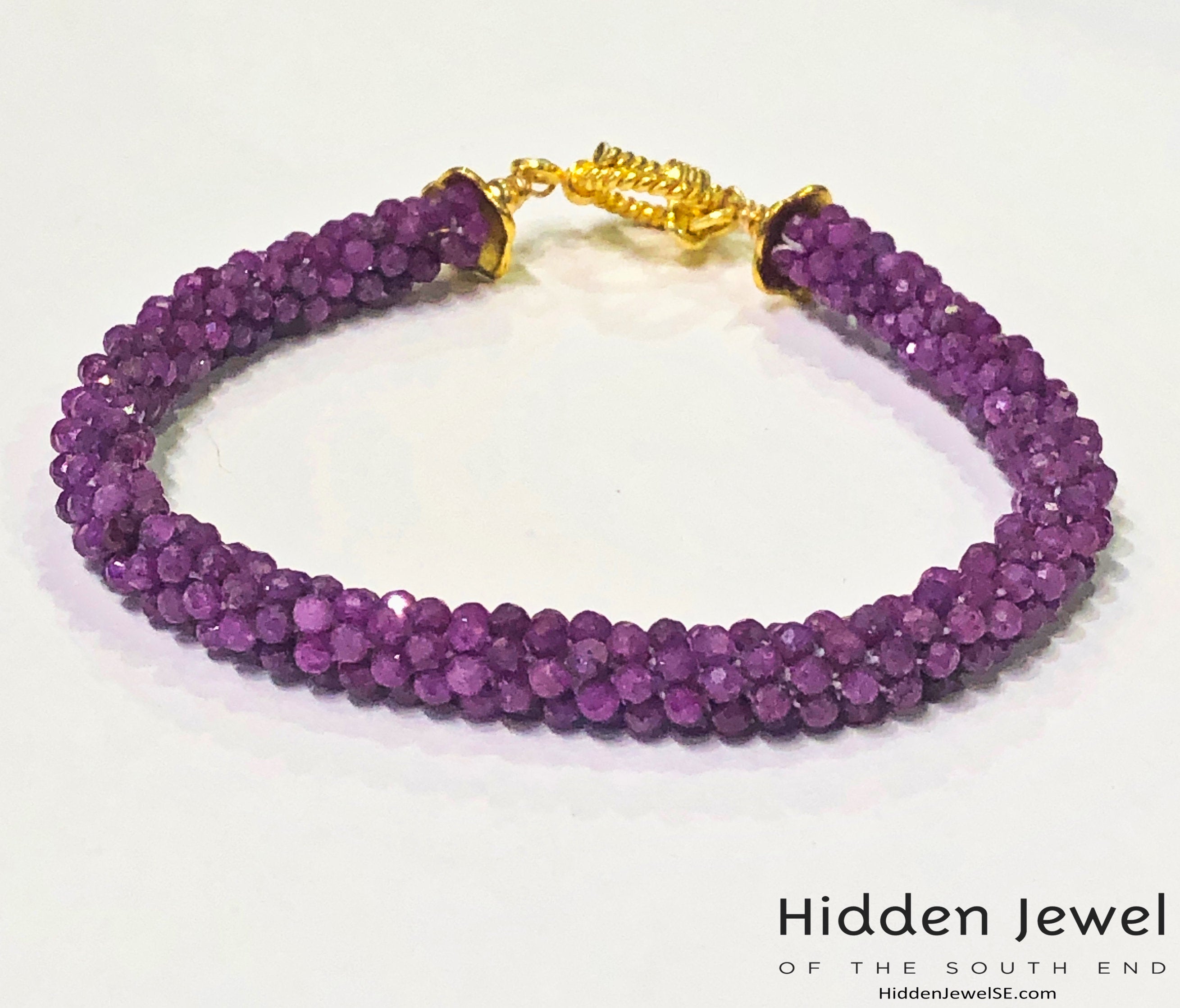 Ruby Gemstone Crocheted Bracelet, jewelry