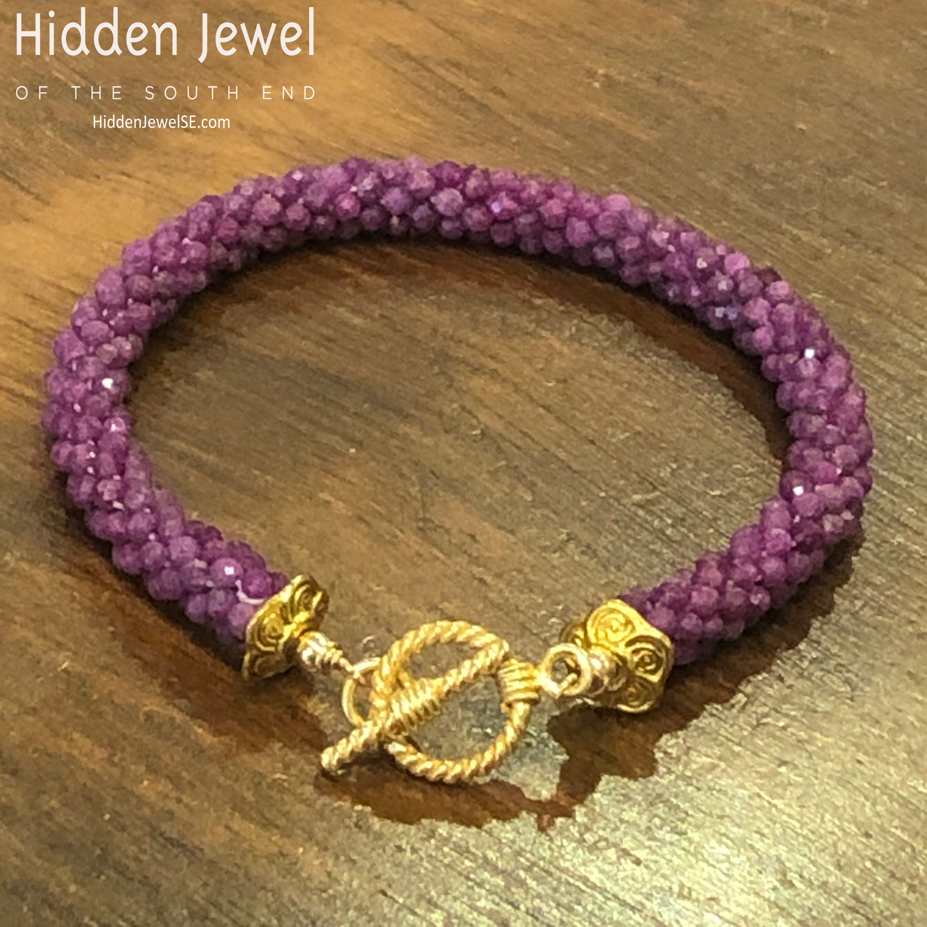 Ruby Gemstone Crocheted Bracelet, jewelry