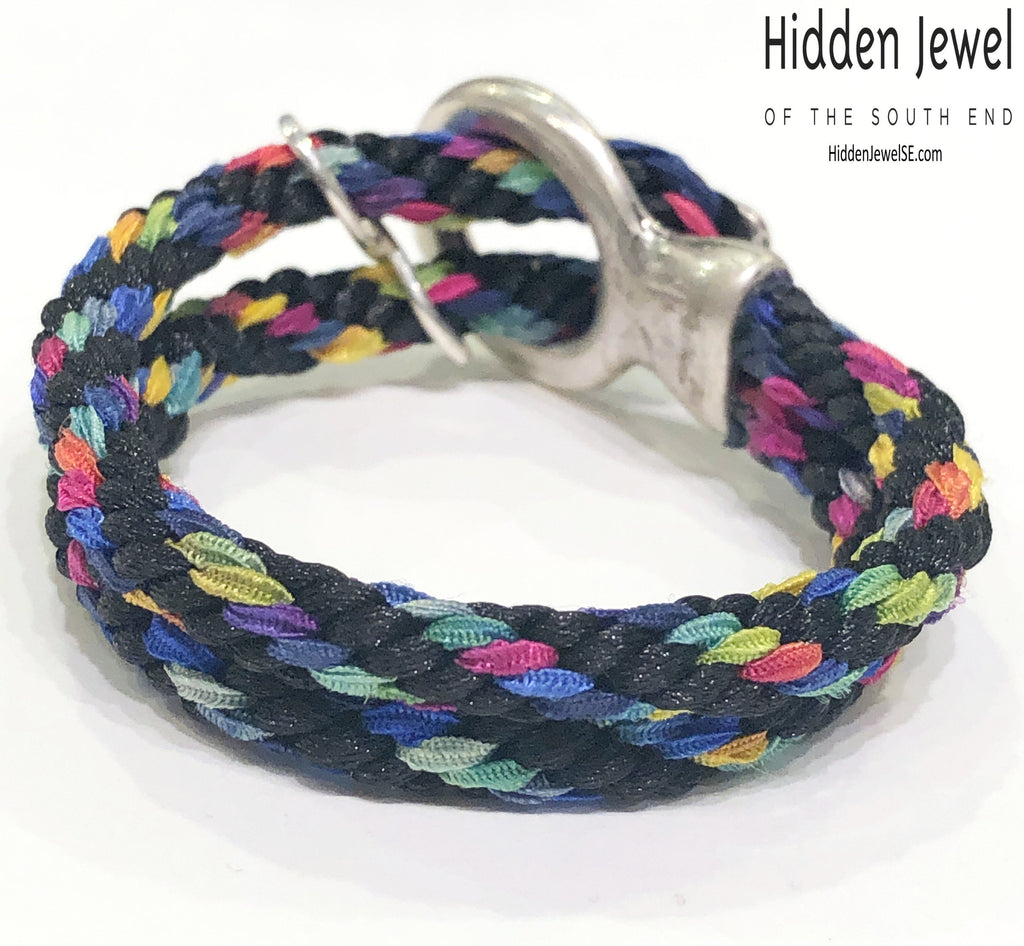 Black and Rainbow Kumihimo Braided bracelet, jewelry