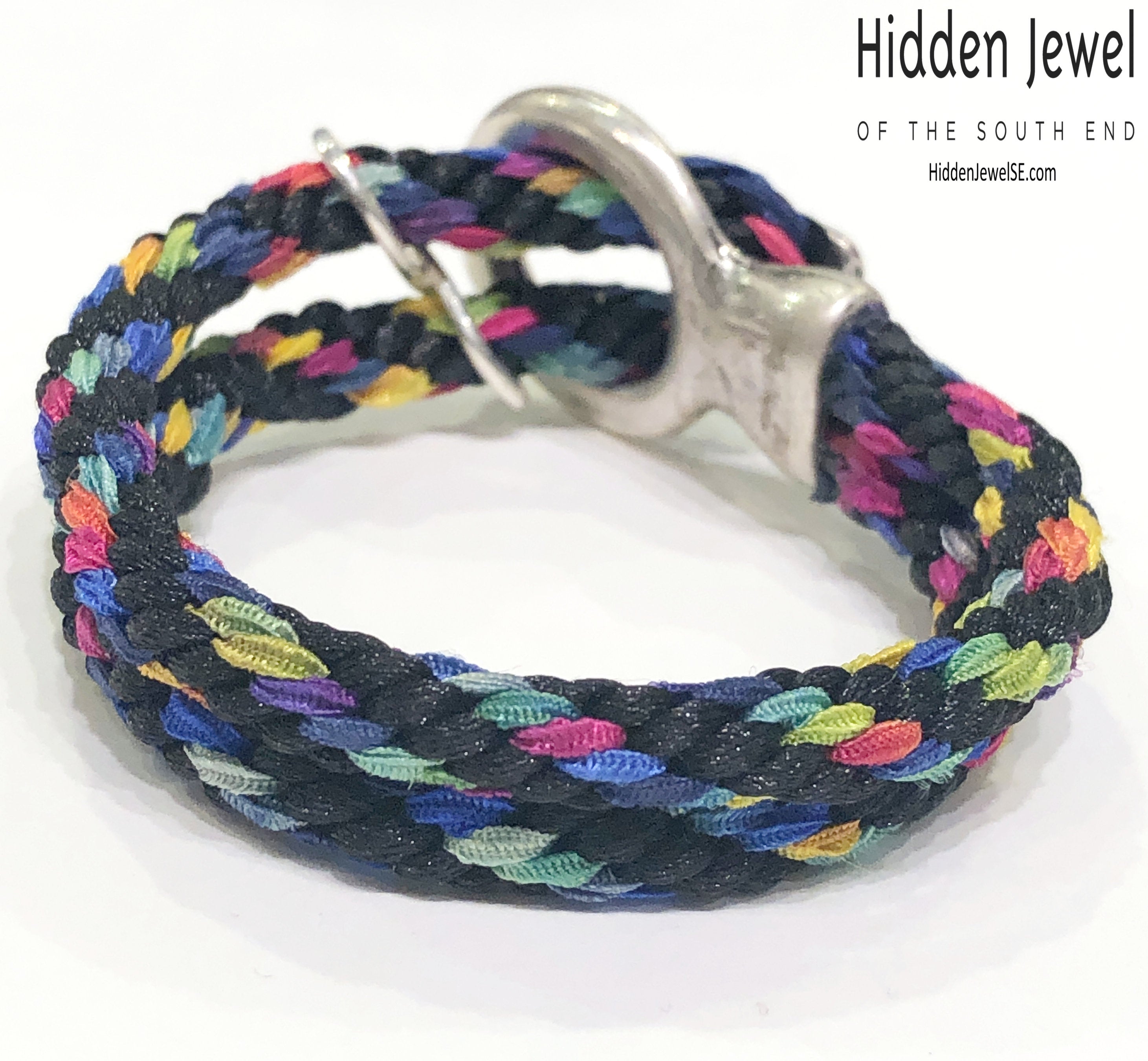 Black and Rainbow Kumihimo Braided bracelet, jewelry