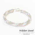 Sterling Silver and Swarovski Crystal crocheted bracelet  sz 8