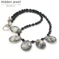 Spinel Gemstone necklace with Rutilated Quartz faceted Drops