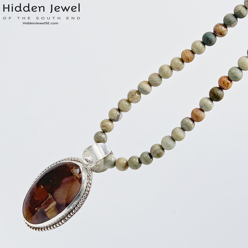 Butter Jade necklace, beaded gemstone healing necklace