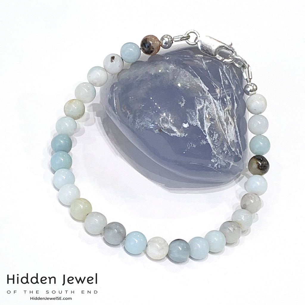 Amazonite gemstone bracelet, beaded bracelet, jewelry