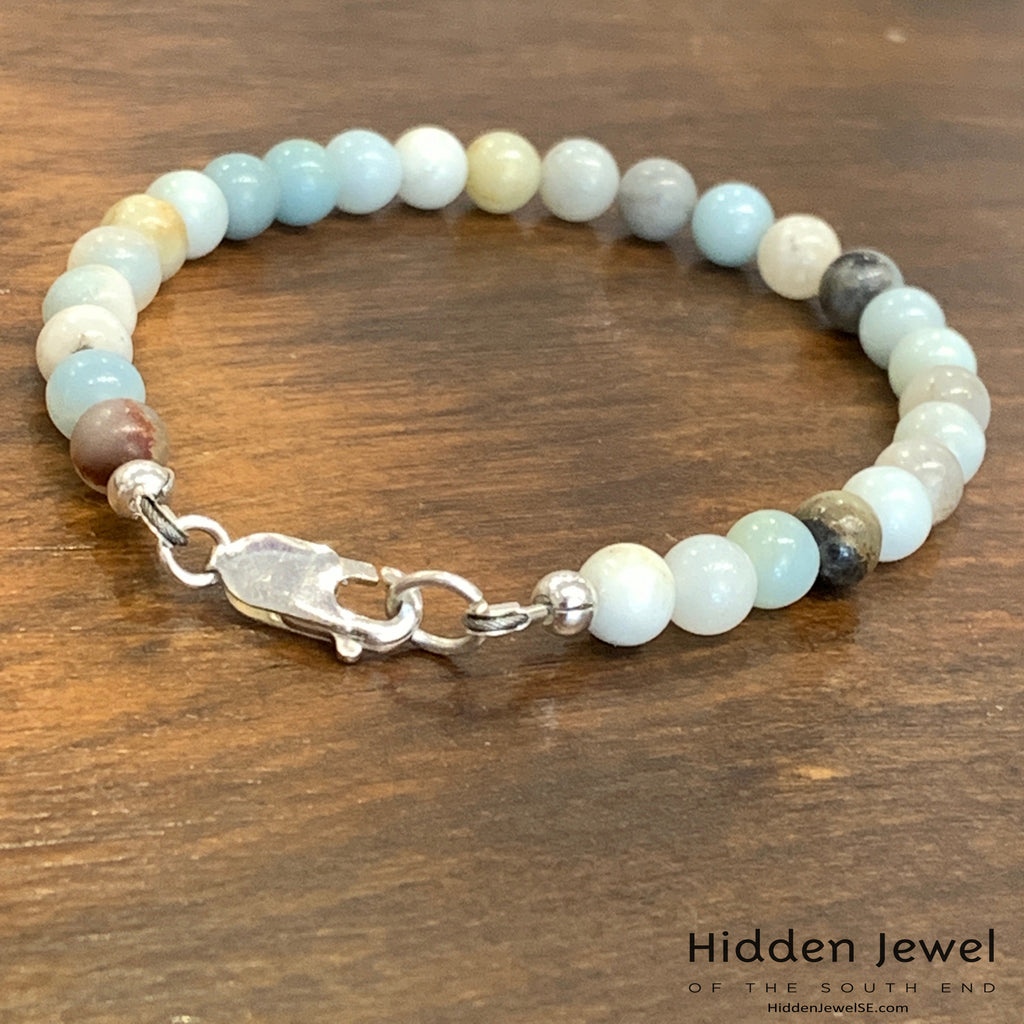 Amazonite gemstone bracelet, beaded bracelet, jewelry