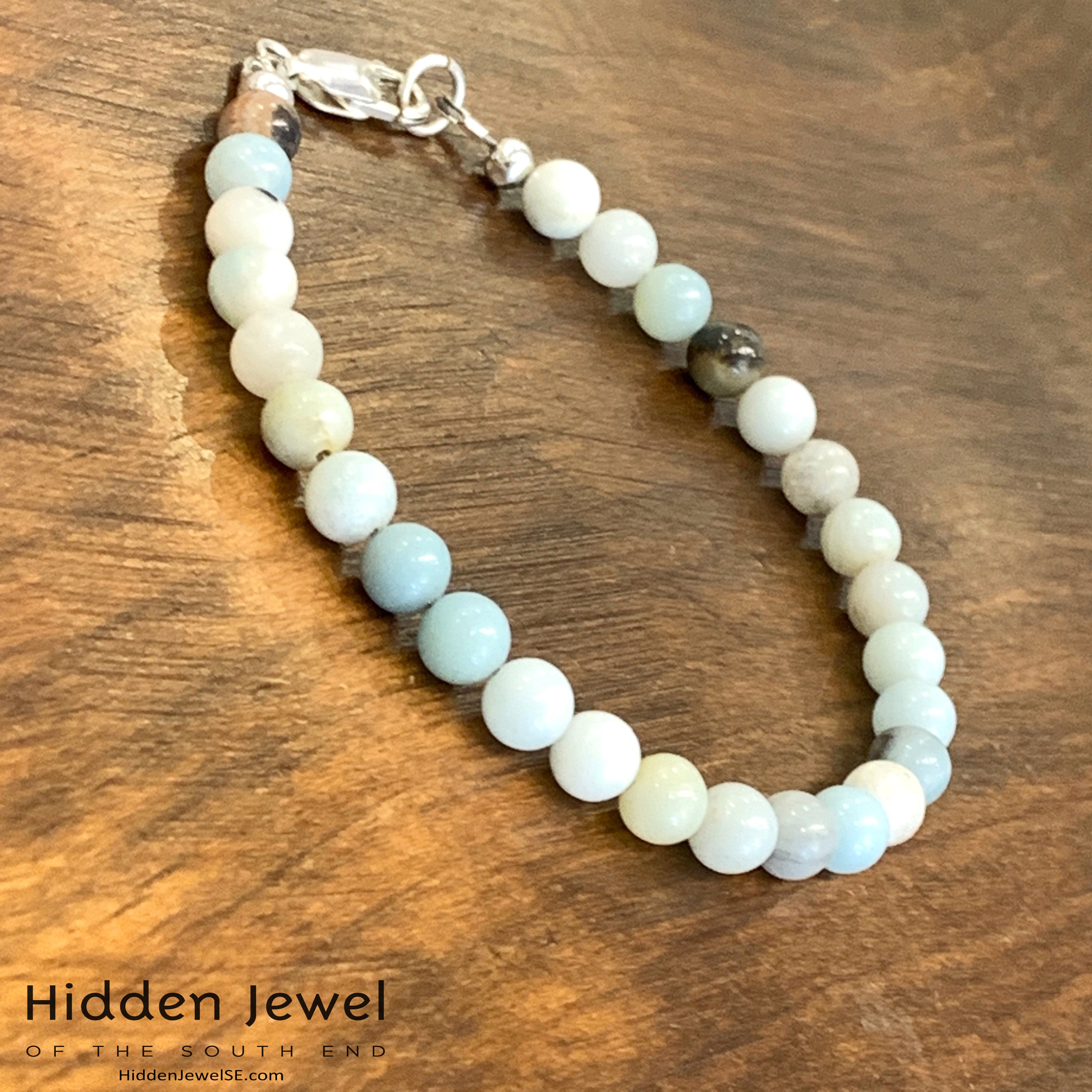 Amazonite gemstone bracelet, beaded bracelet, jewelry
