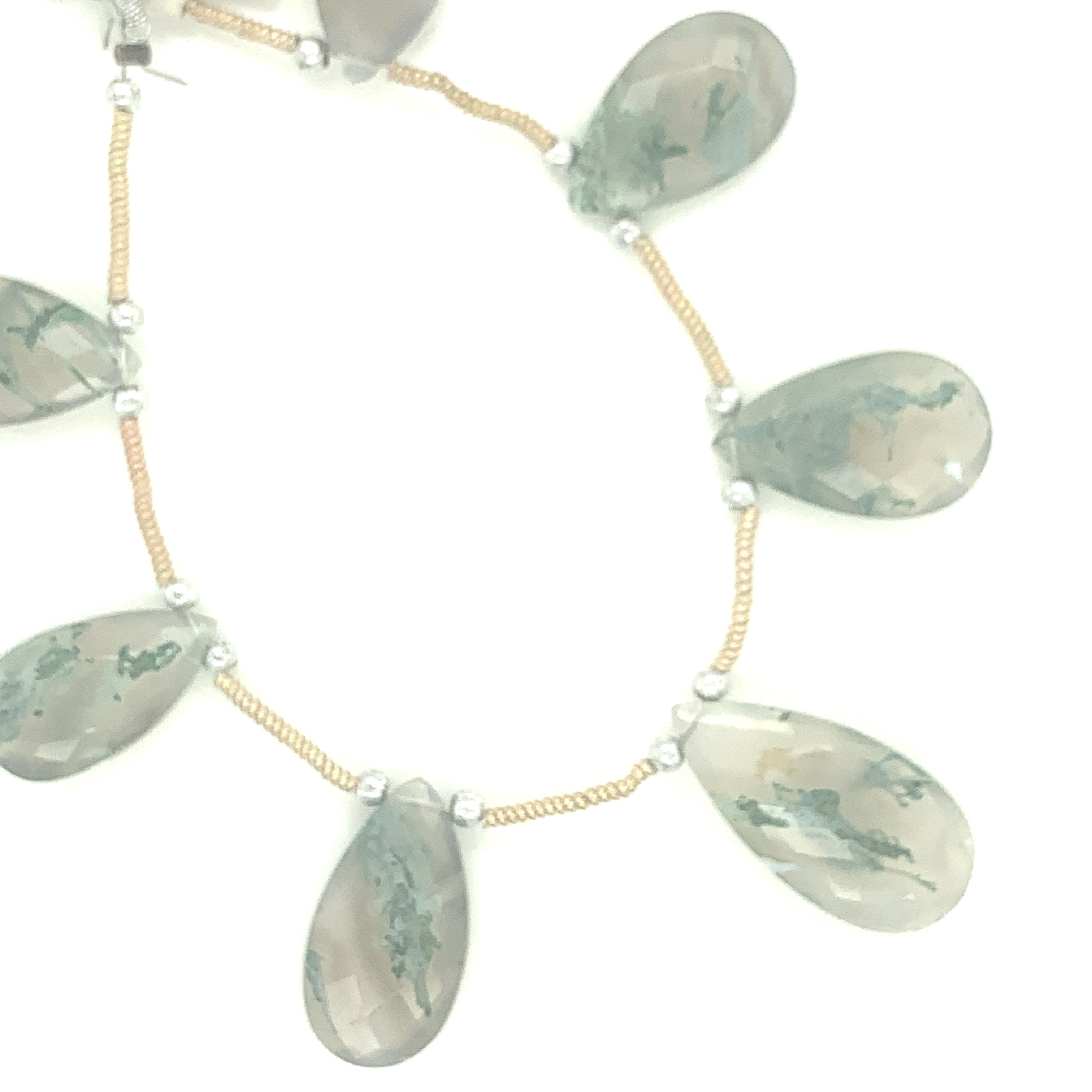 Moss Agate gemstone strand, Jewelry supplies