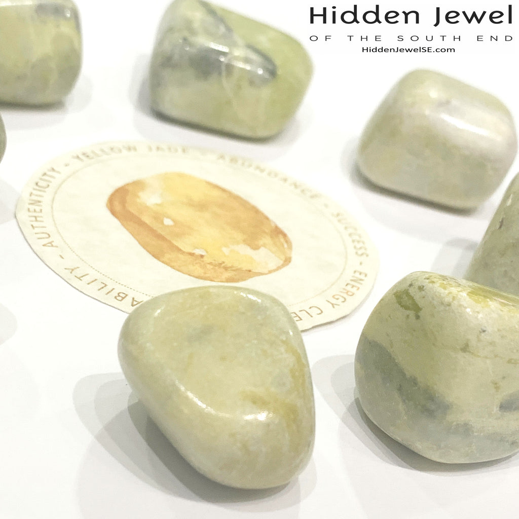 Jade Yellow tumbled healing stones