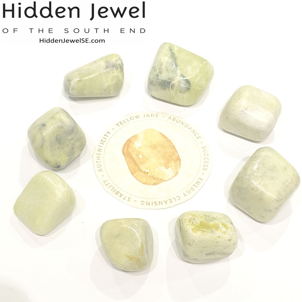 Jade Yellow tumbled healing stones